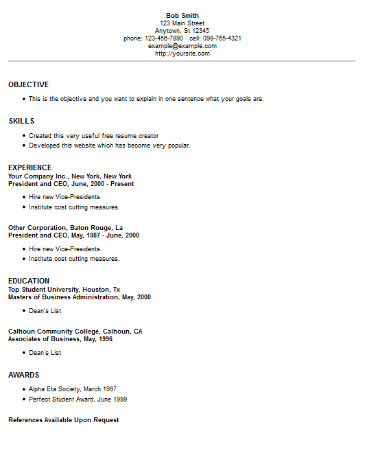 resume example 2